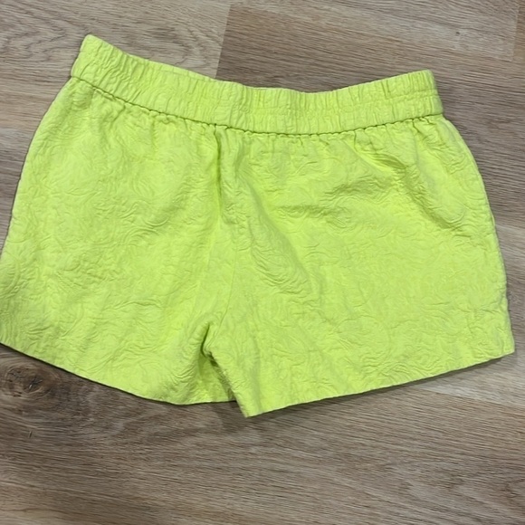 Beautiful J Crew Textured Cotton Damask Pull On Shorts Yellow Green 6 - Picture 4 of 5